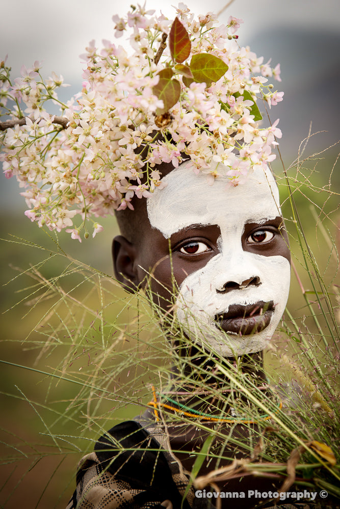 AHMED - Suri boy with pink flowers