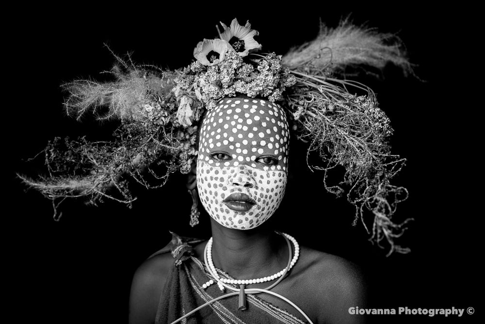 CHARLOTTE - Young girl from The Suri tribe (BLACK & WHITE)
