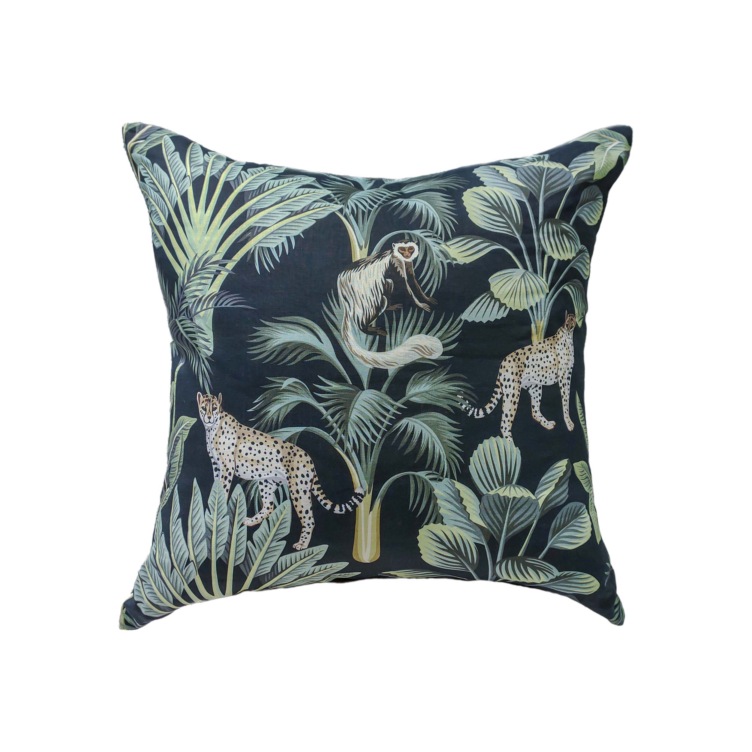 Cushion - Black Jungle Leopard