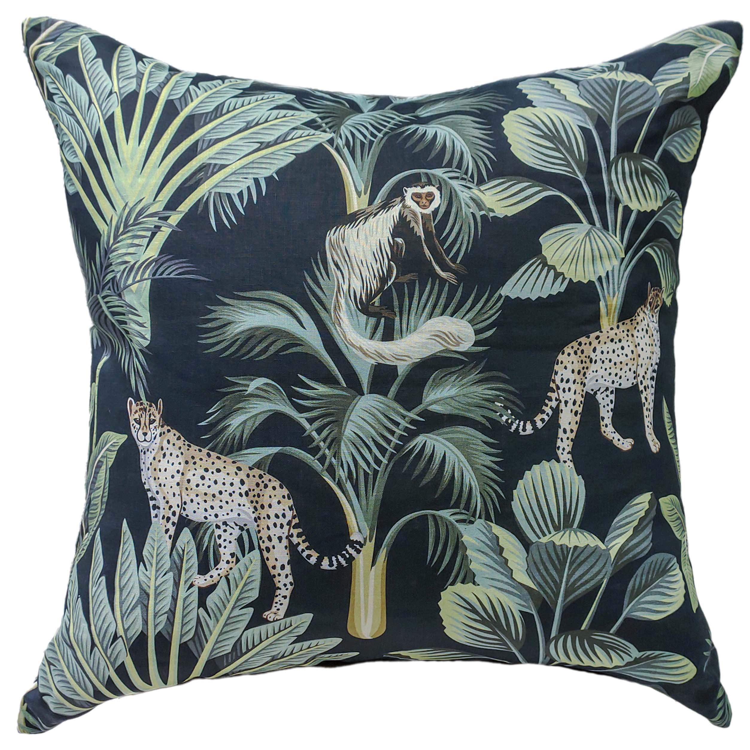 Cushion - Black Jungle Leopard