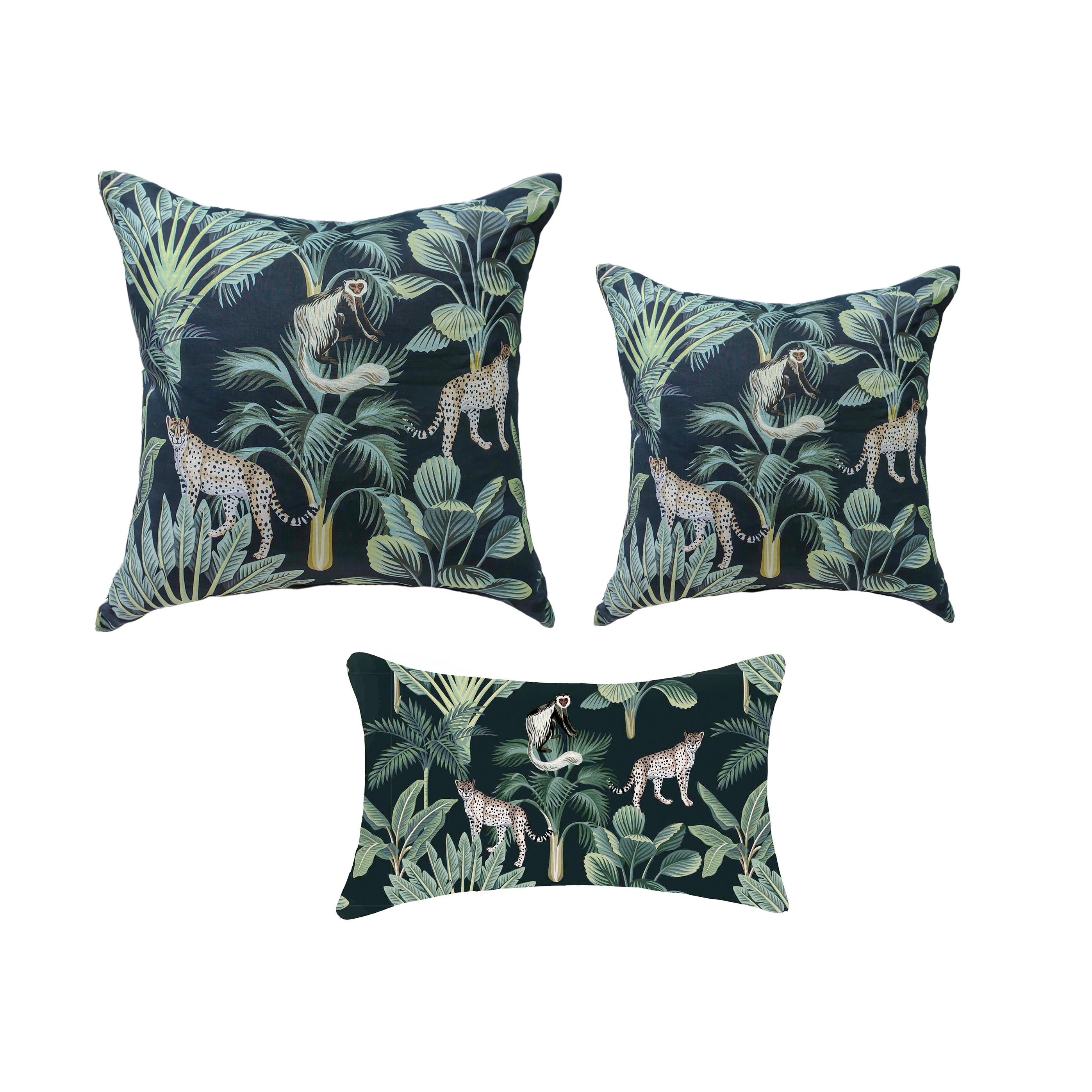 Cushion - Black Jungle Leopard