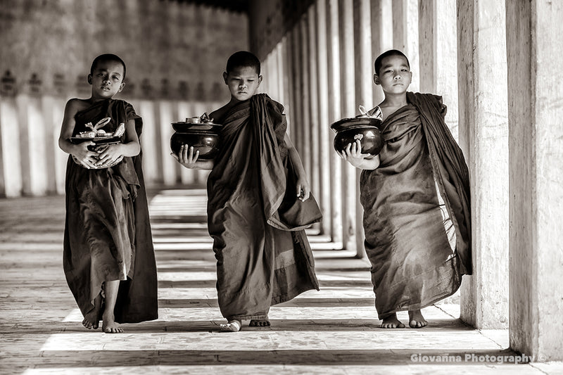 Monks With Alm Bowls (Sephia)